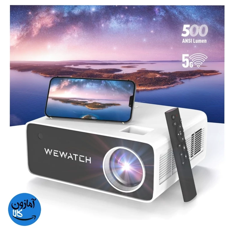 ویدیو پروژکتور هوشمند آندروید WEWATCH مدل V51 Pro تصویر 400 اینچ،