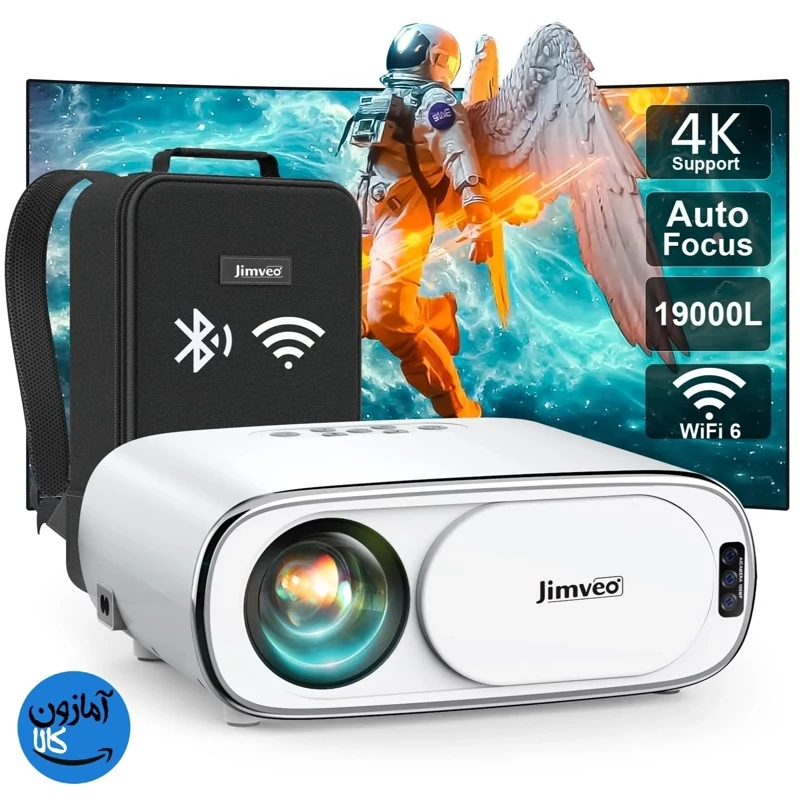 ویدیو پروژکتر 4K برند Jimveo مدل E30 فوکوس خودکار لنز درپوش خودرو