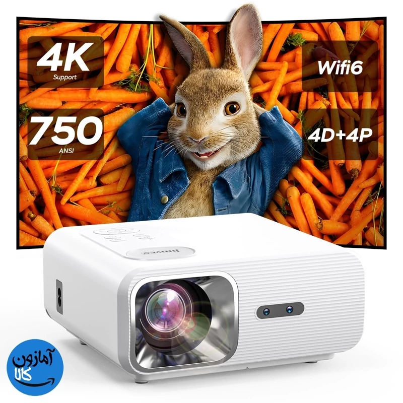 ویدیو پروژکتر 4K برند Jimveo مدل J61 فوکوس خودکار AI/تصحیح ذوزنقه ای