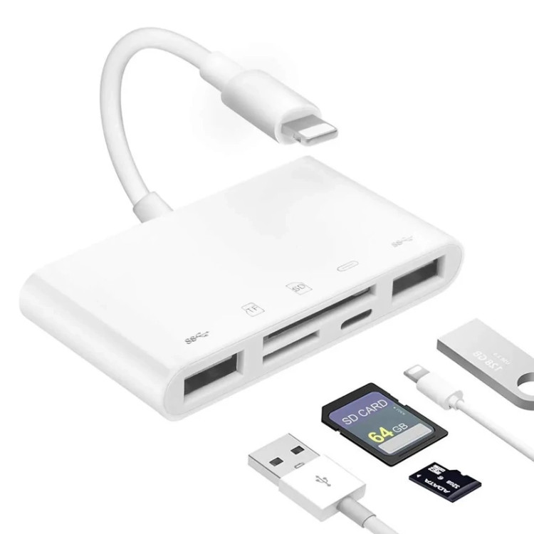 هاب لایتنینگ اپل 5 در 1 مدل SD TF مخصوص آیفون