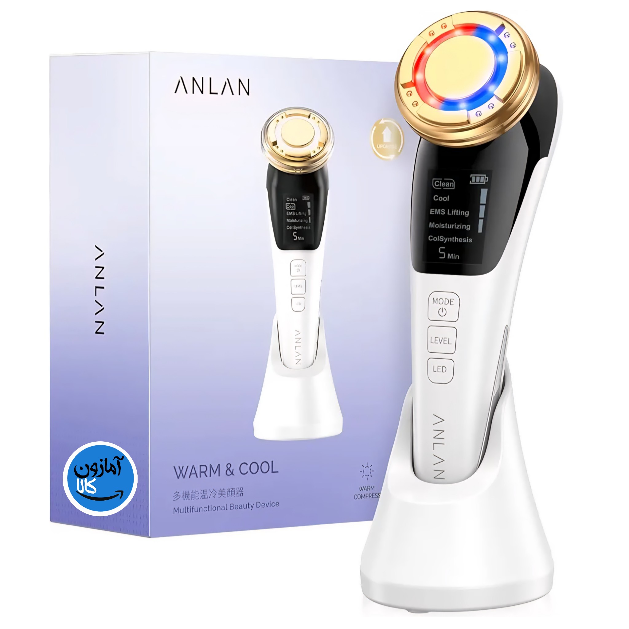 جوان سازی پوست ماساژور صورت با روکش طلای 24 عیار ANLAN ضدچروک،ضدپیری