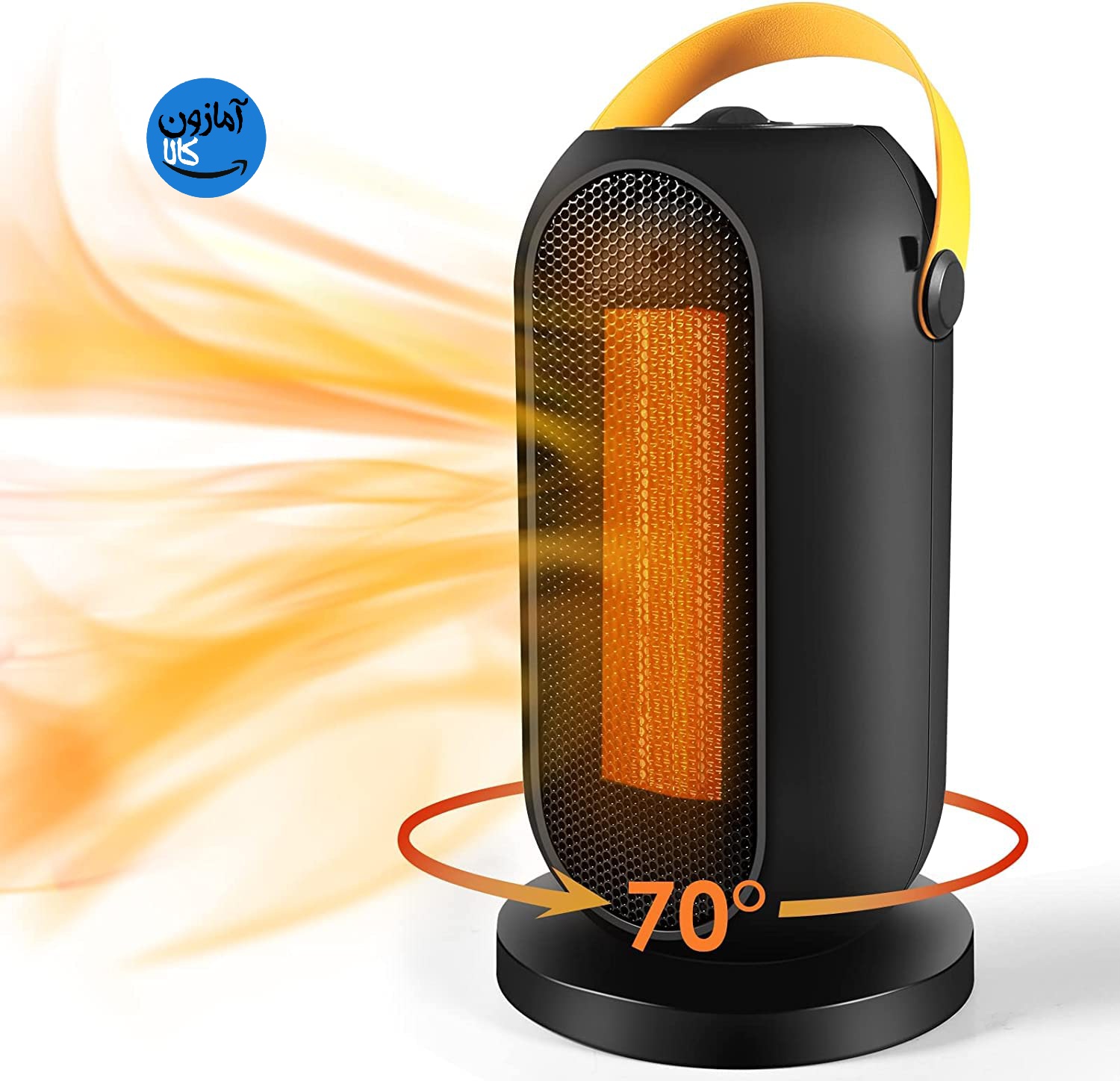 بخاری برقی فن‌دار با چرخش ۹۰ درجه ،بخاری سرامیکی کم‌مصرف ۶۰۰/۱۲۰۰ وات