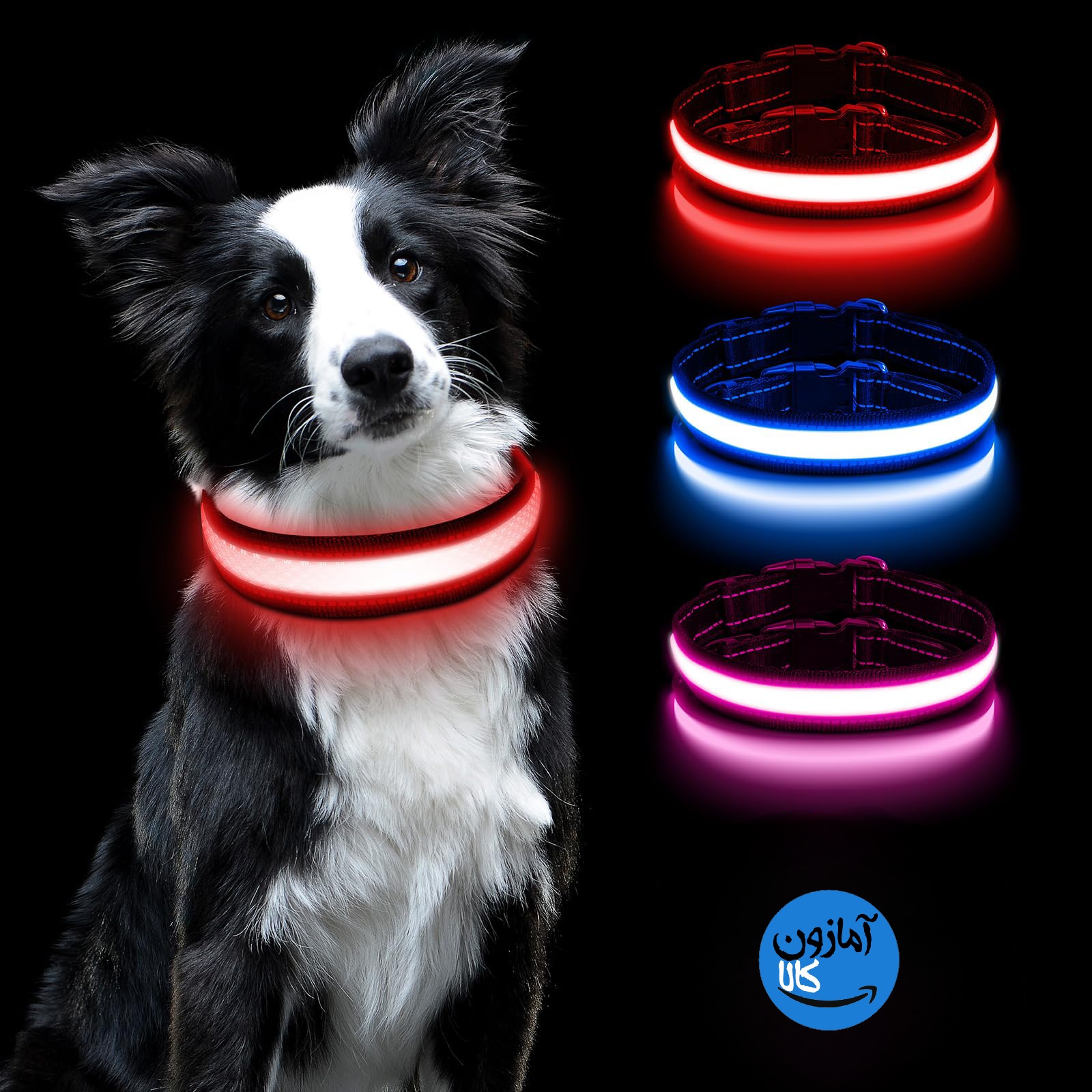 قلاده سگ چراغ دار LED برند PcEoTllar
