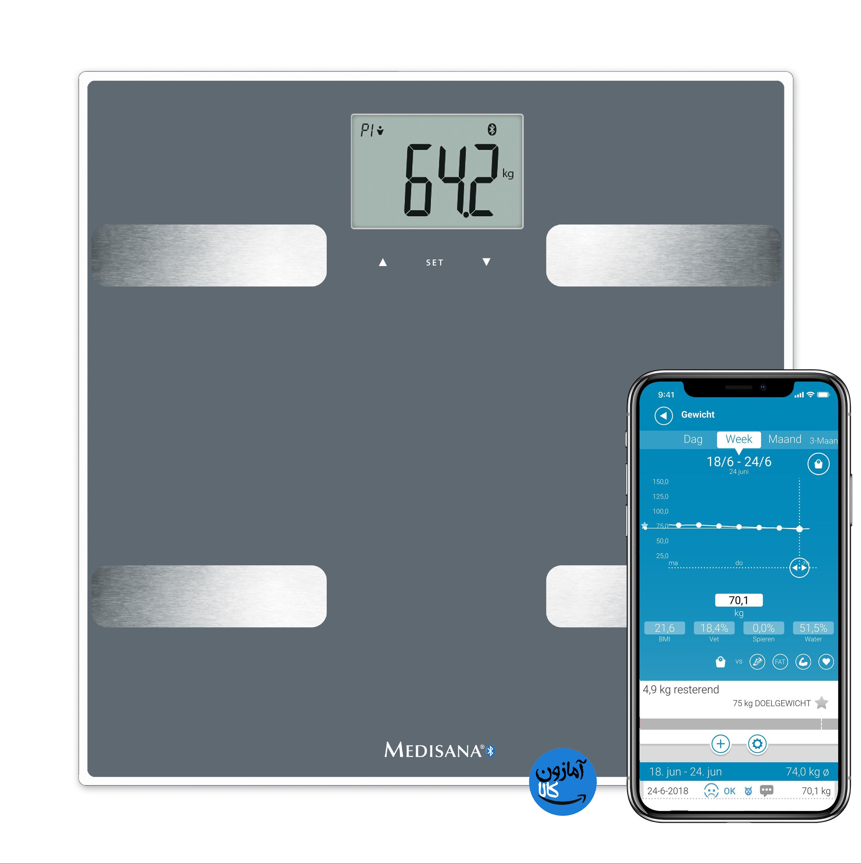 ترازوی هوشمند دیجیتالی آنالیز بدن مدیسانا مدل BS A42 connect
