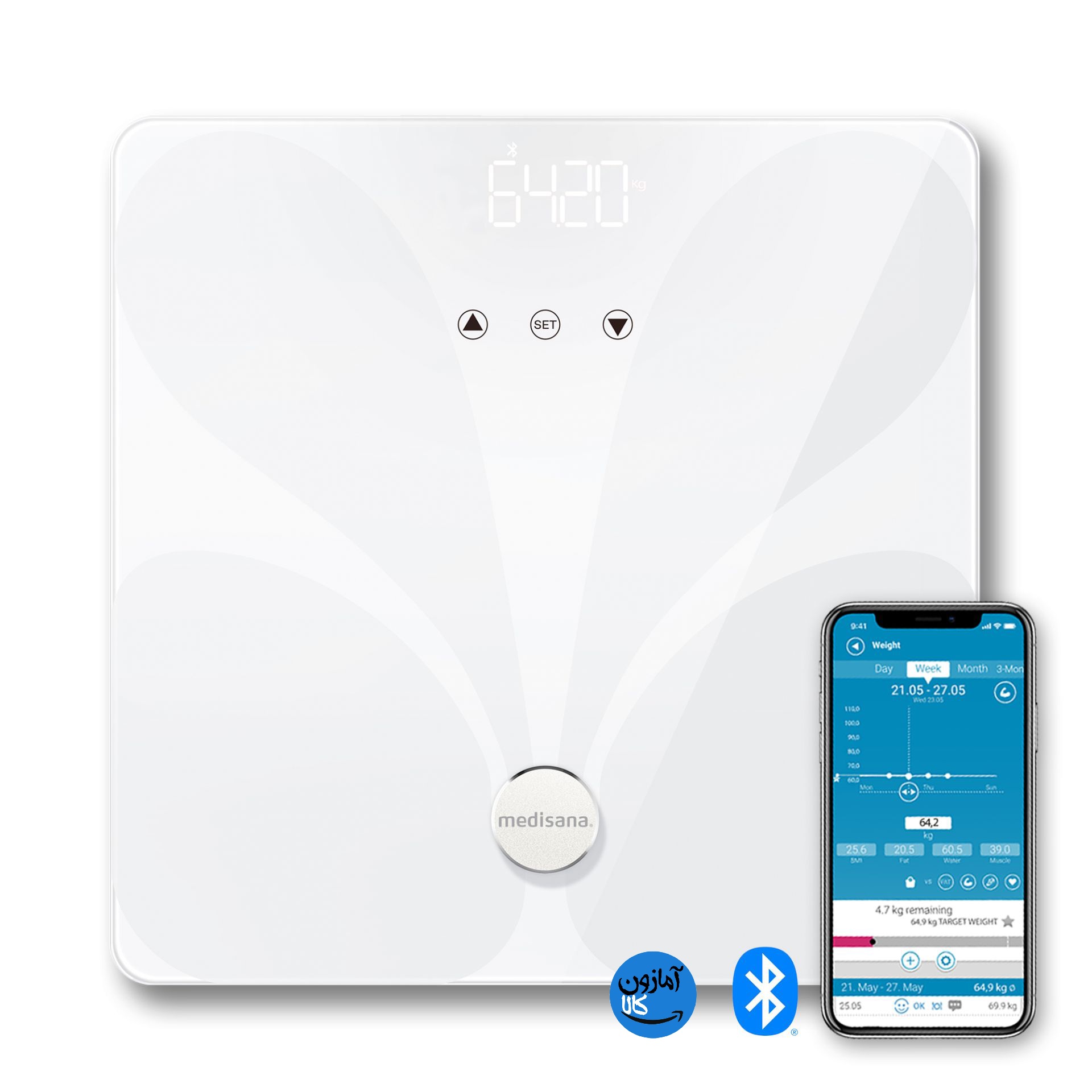 ترازوی هوشمند دیجیتال آنالیز بدن مدیسانا مدل BS 412 connect
