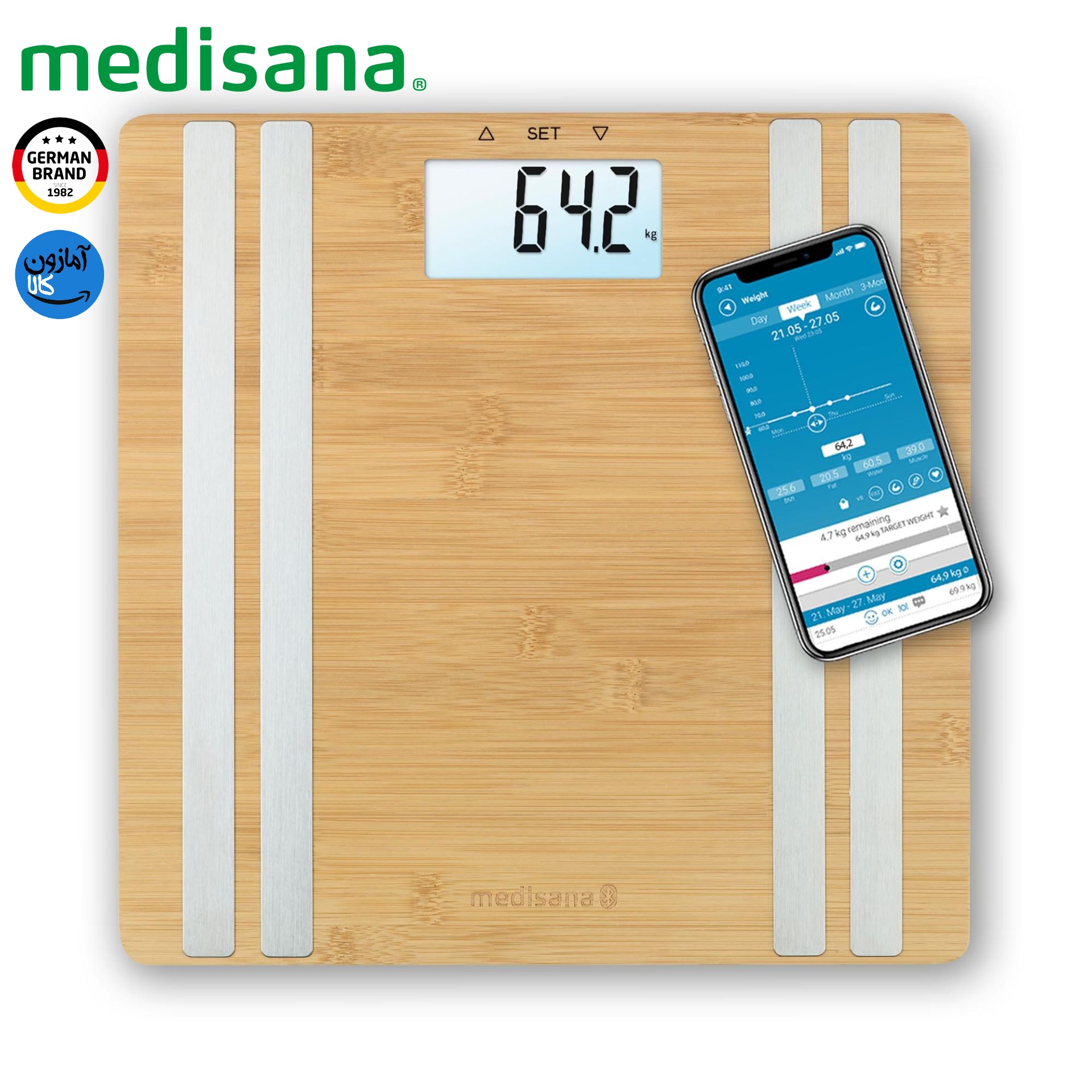 ترازوی دیجیتالی هوشمند بامبو مدیسانا مدل BS 550 Connect