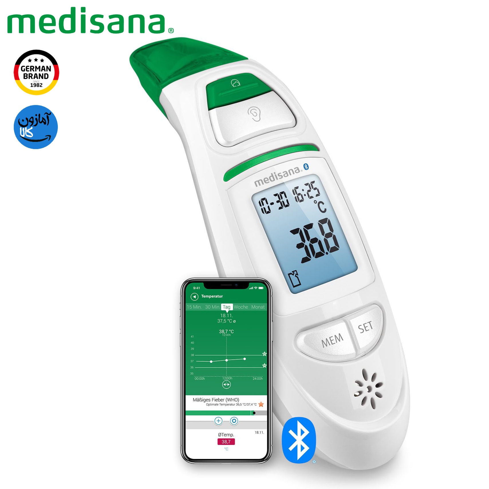 دماسنج پزشکی هوشمند دیجیتال 6 کاره مدیسانا مدل TM 750 Connect