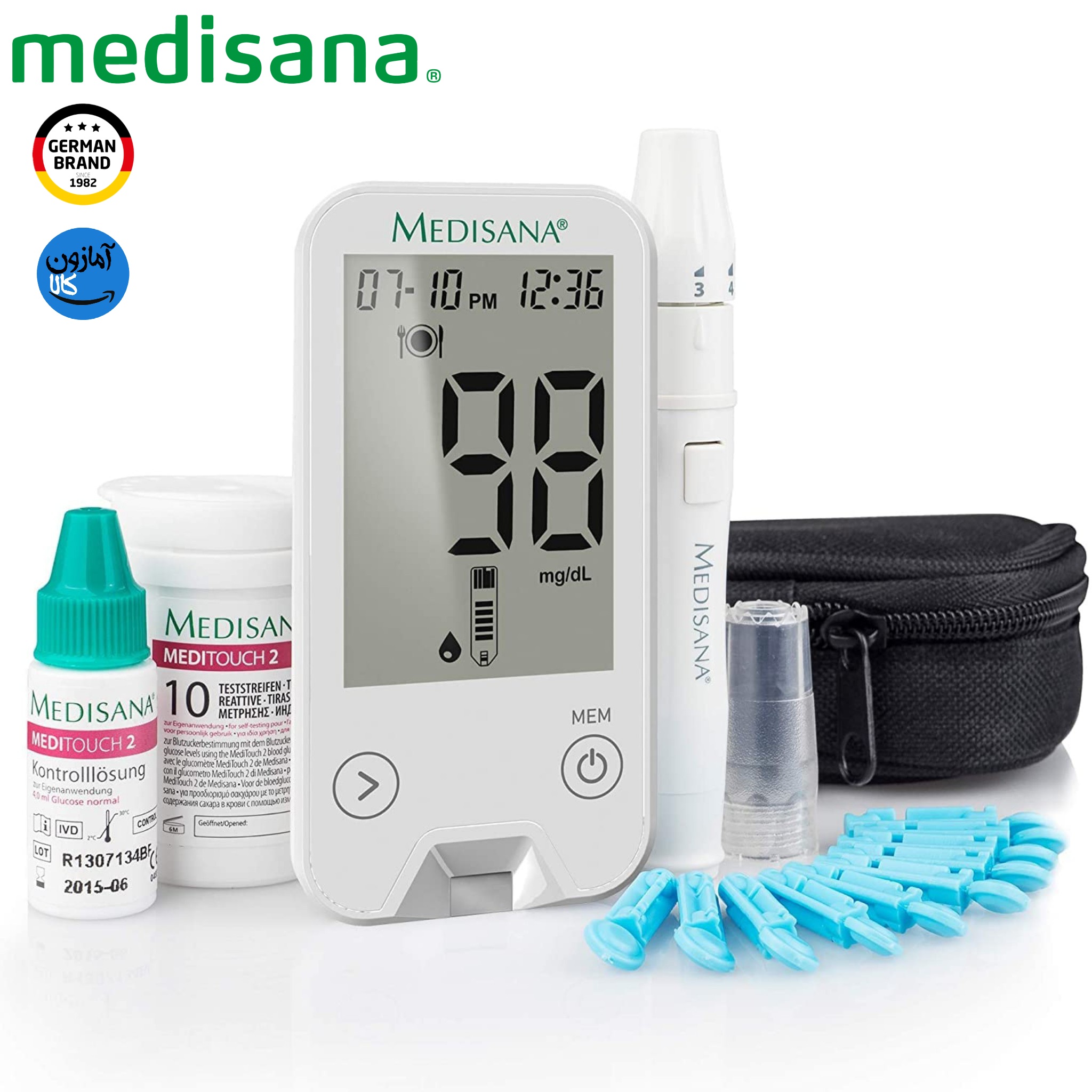 دستگاه قند خون مدیسانا آلمان مدل MediTouch 2 Connect به همراه نوارهای تست و لانست