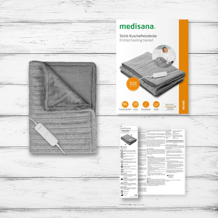 پتوی گرمایشی برقی مدیسانا آلمان مدل HB 680 با طرح بافتنی و سیستم خاموش شدن خودکار