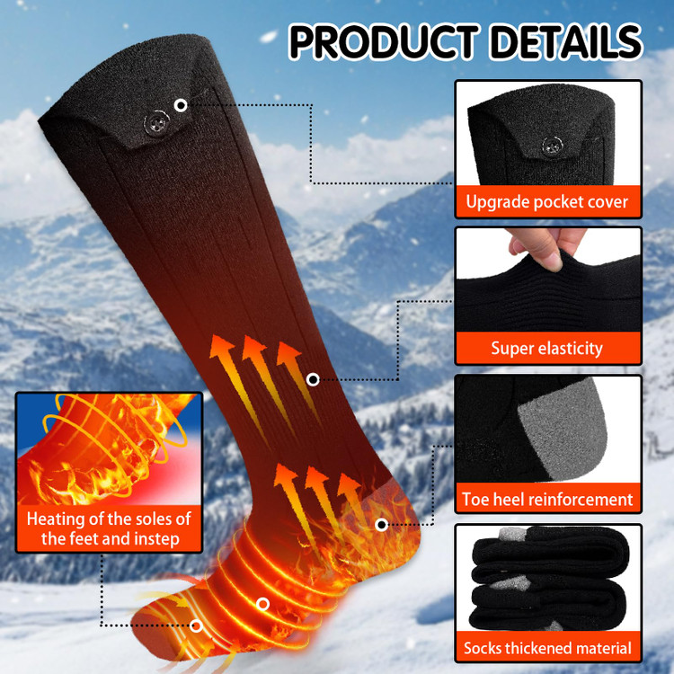 جورابهای گرمایشی شارژی باتری 5000 میلی آمپر قابل شستشو